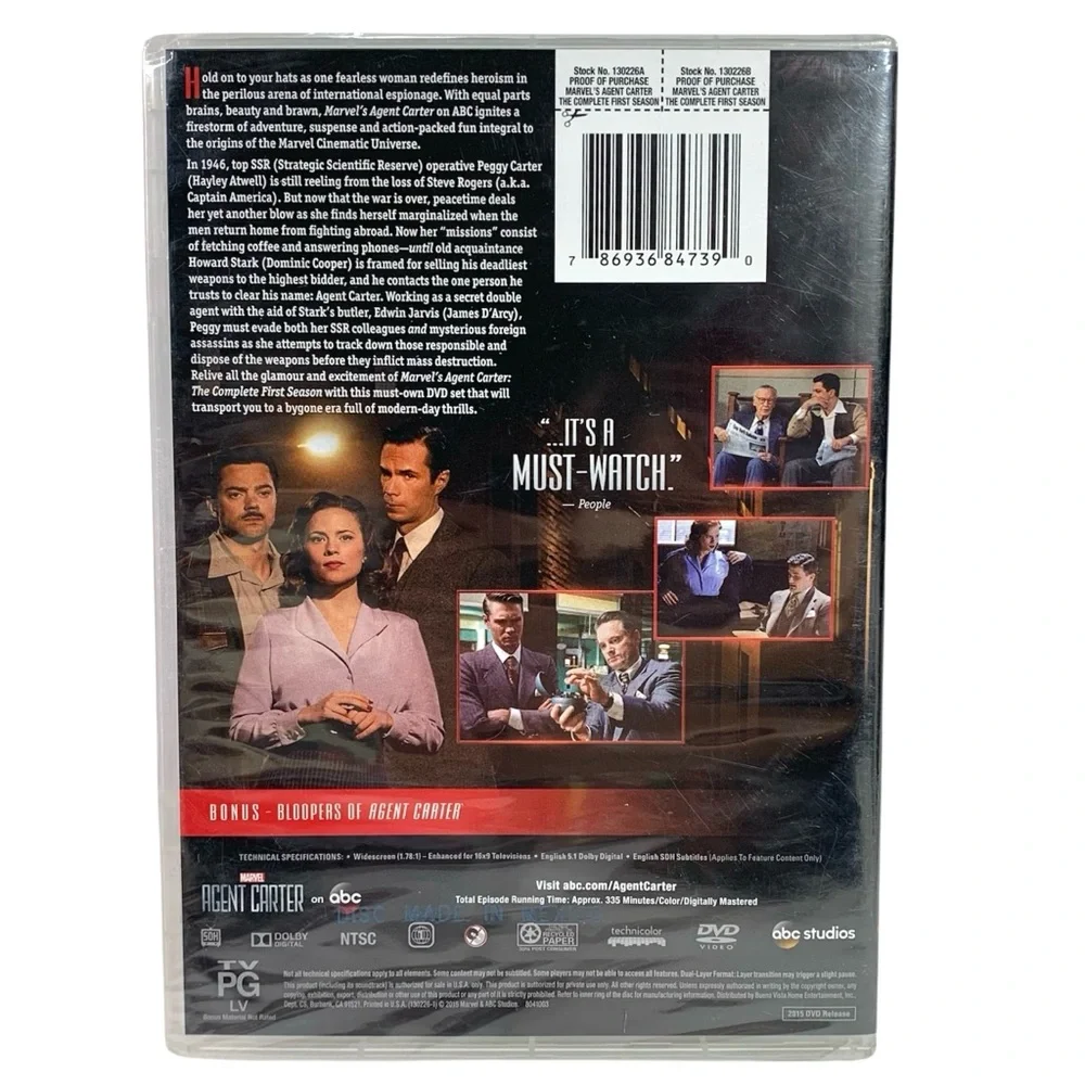 Marvel Agent Carter The Complete First Season DVD ABC Studios NEW - Picture 2 of 2